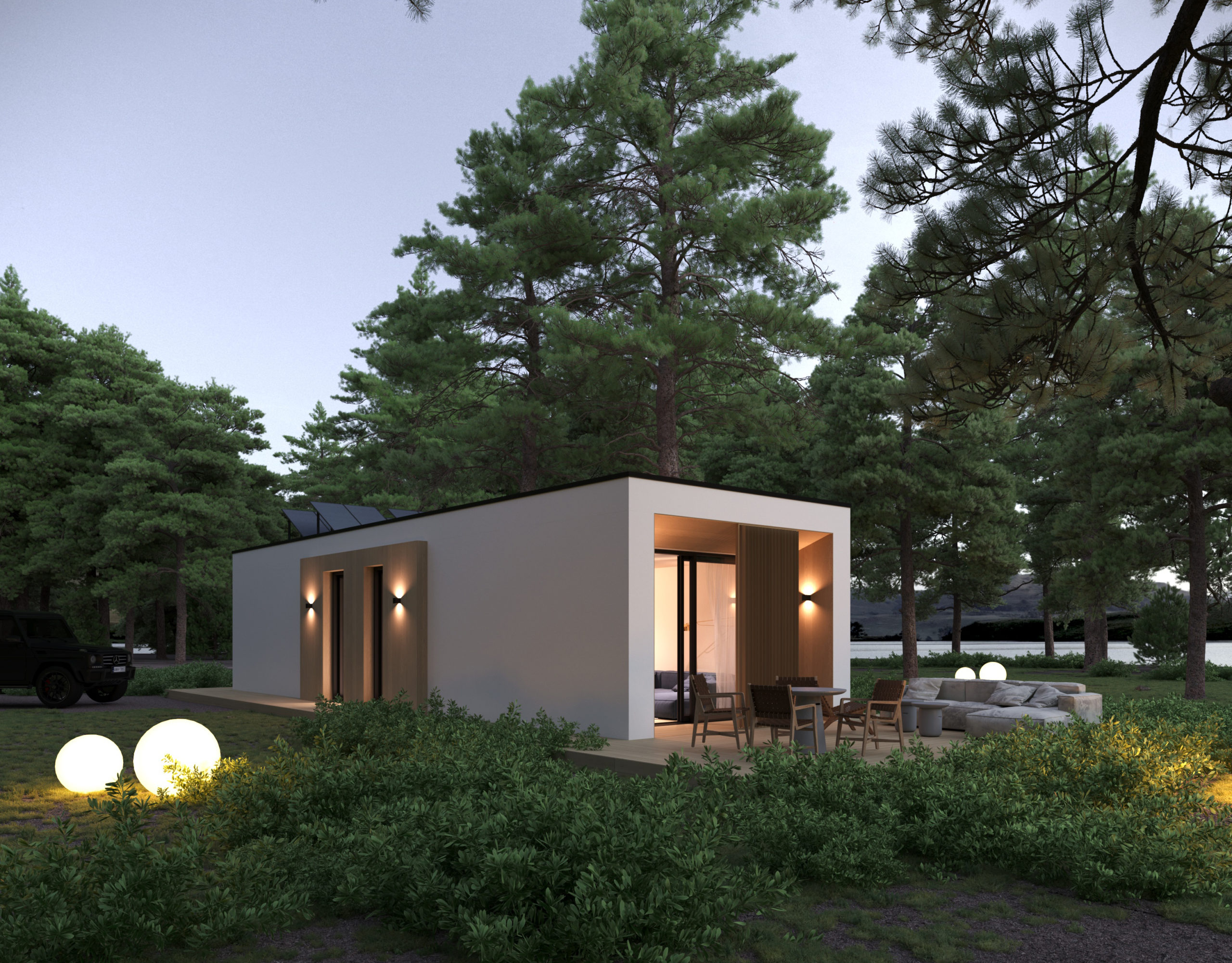 nízkonákladový minimalistický bungalov